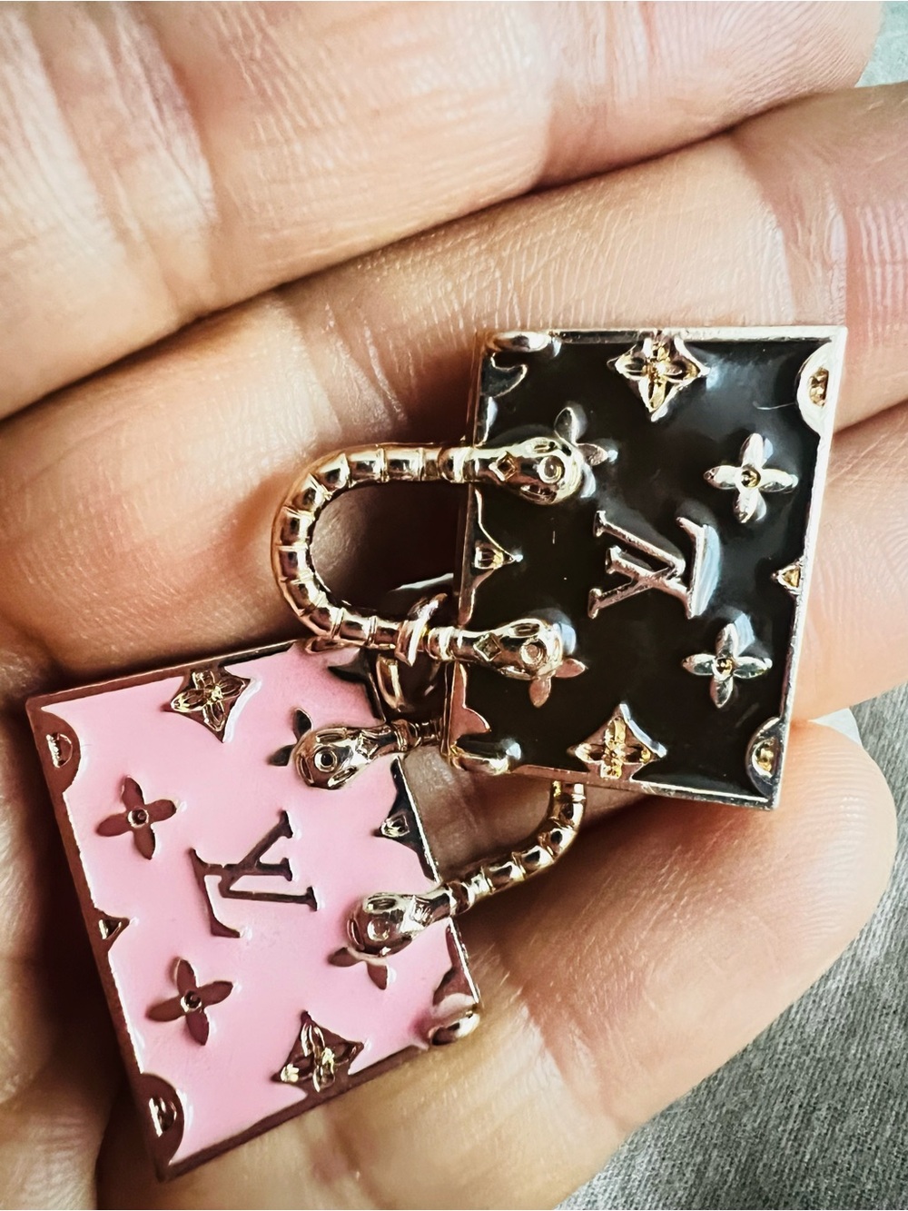Unbranded Lot of 2 Pink and Black Mini Bag Charm zipper pull